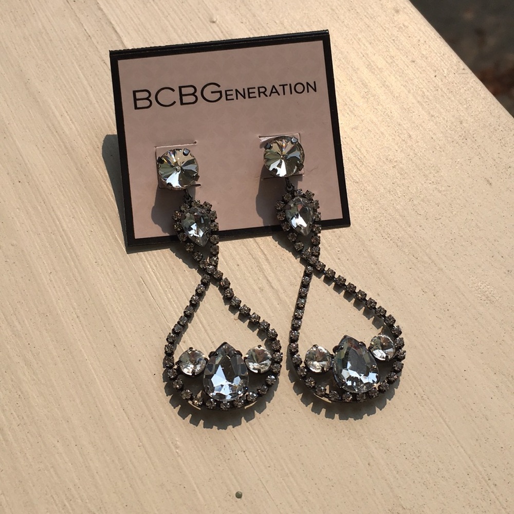 BCBGeneration Silver Stone Dangle Studs